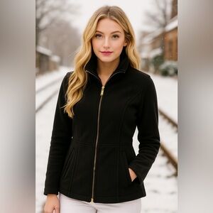 🖤 Lilly Pulitzer Black Fleece Zip Jacket – Size Small